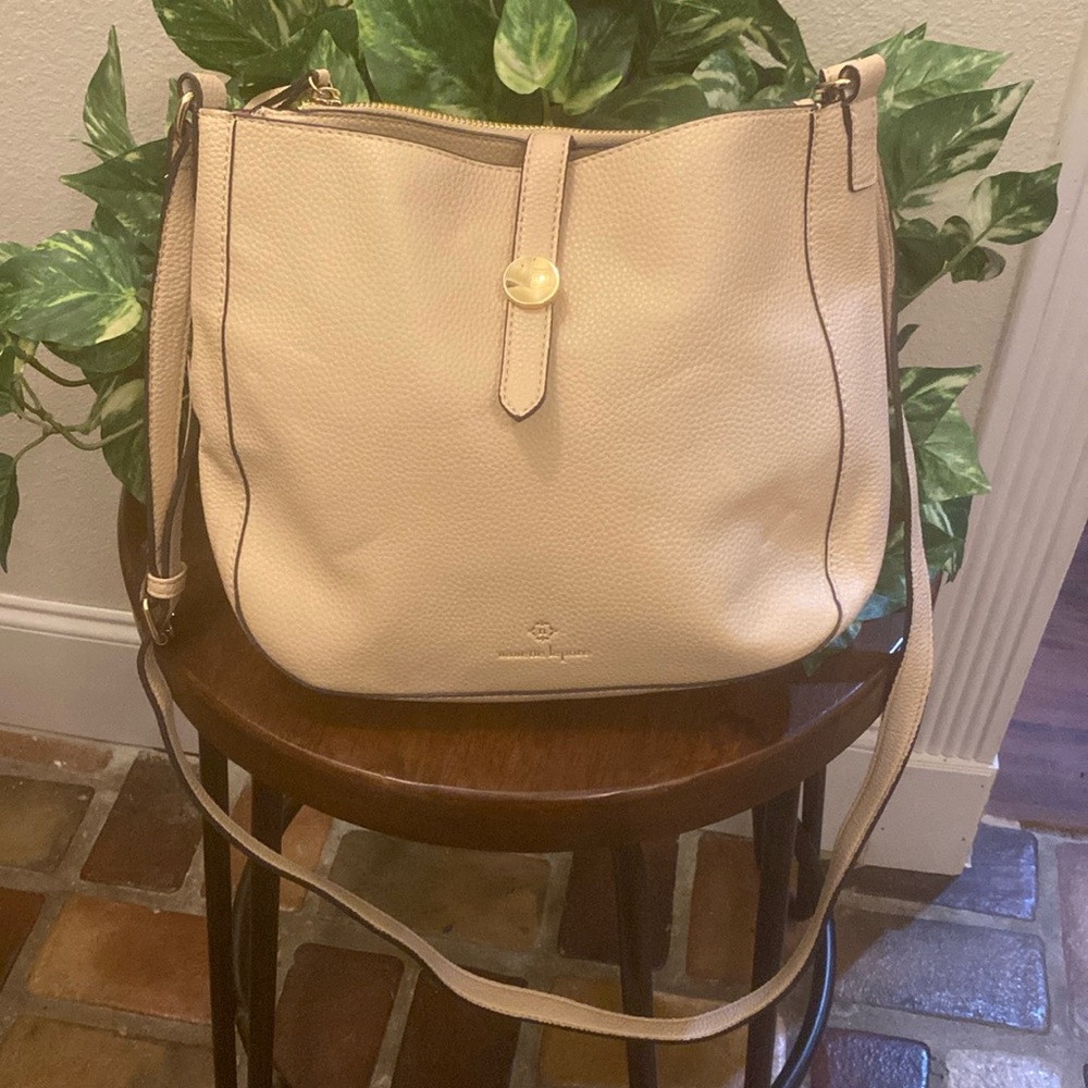 Nanette Lepore Leather Cream Crossbody Bag